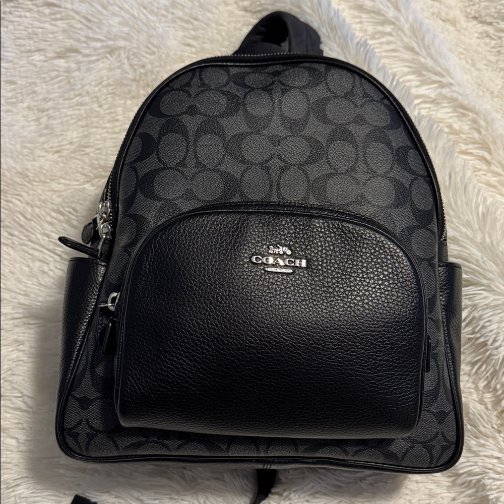 Coach Charcoal and Black Patterned Court Backpack In Signature Canvas - Picture 5 of 16